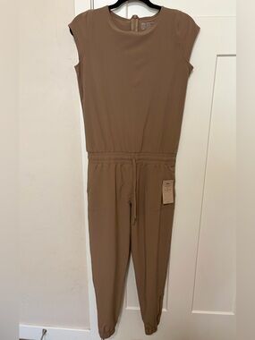 Albion Fit NWT Khaki Jumpsuit Everyday Travel Short Sleeve Women’s Size XXS